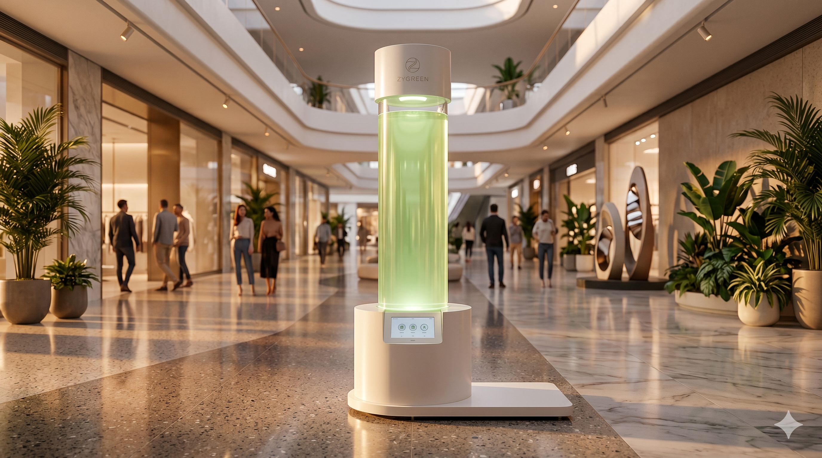 Zygreen commercial air purification deployed in a modern shopping mall