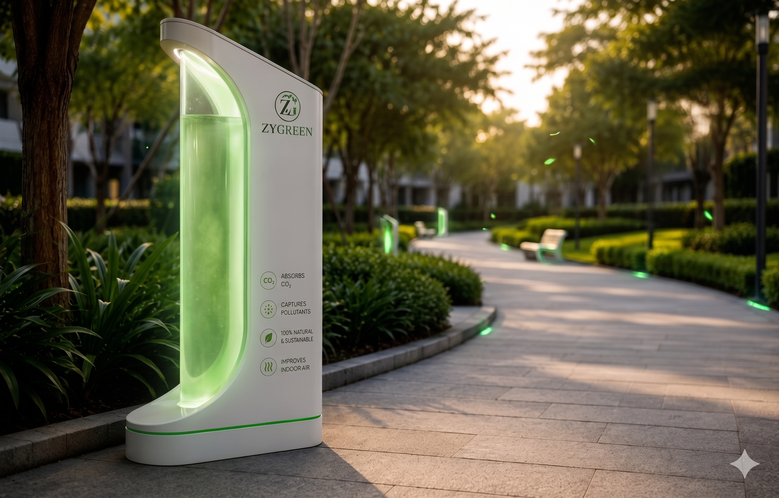 Commercial walkway with integrated Zygreen air purification